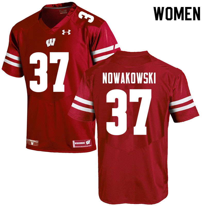 Wisconsin Badgers Women's #37 Riley Nowakowski NCAA Under Armour Authentic Red College Stitched Football Jersey KN40C35BE